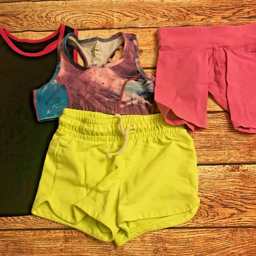 Danskin Cat & Jack BCG Girls Activewear Bundle Sports Bra Shorts Tank Sz S